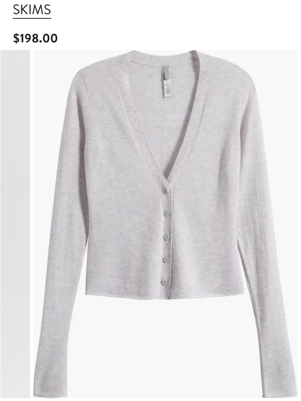 SKIMS Light Heather Grey Featherweight Cashmere Cardigan - Picture 3 of 6